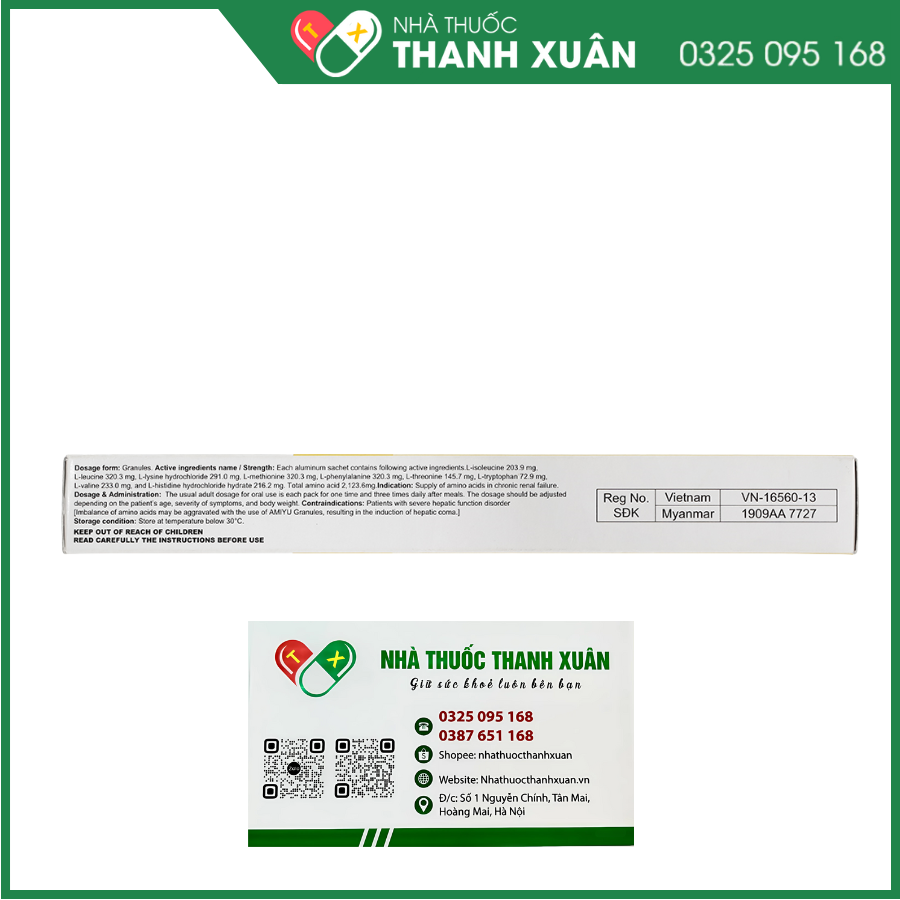 Thuốc cốm AMIYU Granules cung cấp các acid amin trong suy thận mạn tính